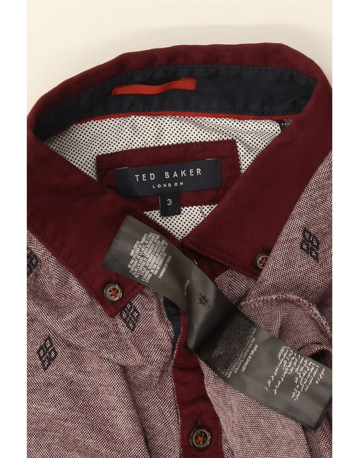 Ted Baker Polo homme taille 3 coton tacheté bordeaux moyen