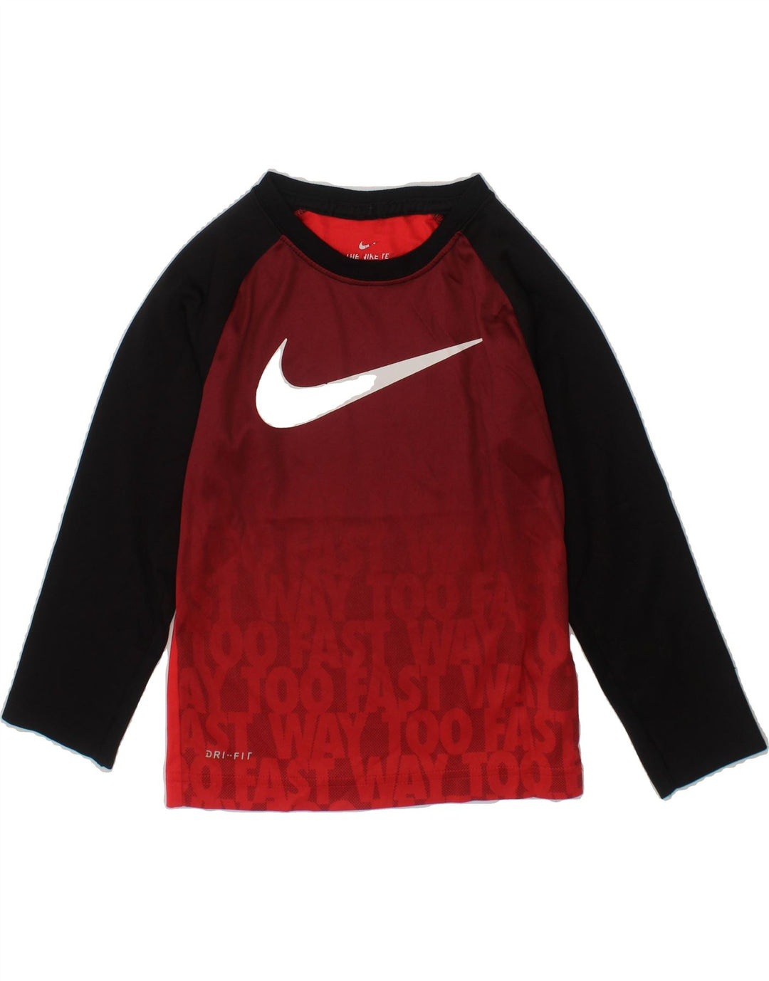 NIKE Boys Dri Fit Graphic Top Long Sleeve 4-5 Years  Red Colourblock Vintage Nike and Second-Hand Nike from Messina Hembry 