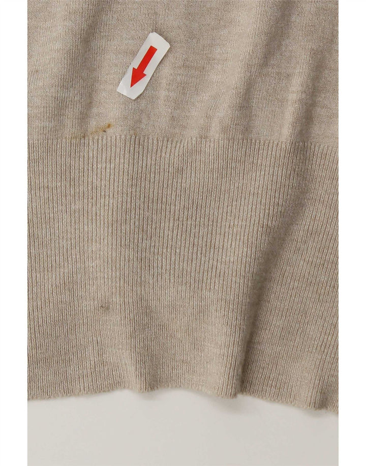 Zara Cardigan Femme Pull UK 14 Rayonne Beige Moyen