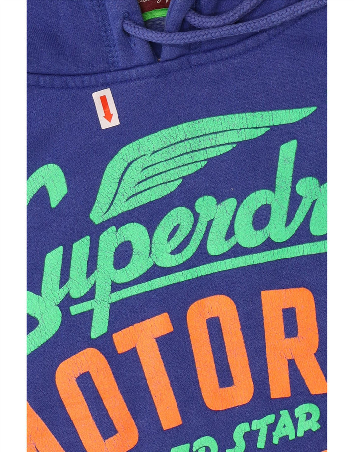 SUPERDRY Pull à capuche graphique pour femme UK 10 Petit Bleu Coton