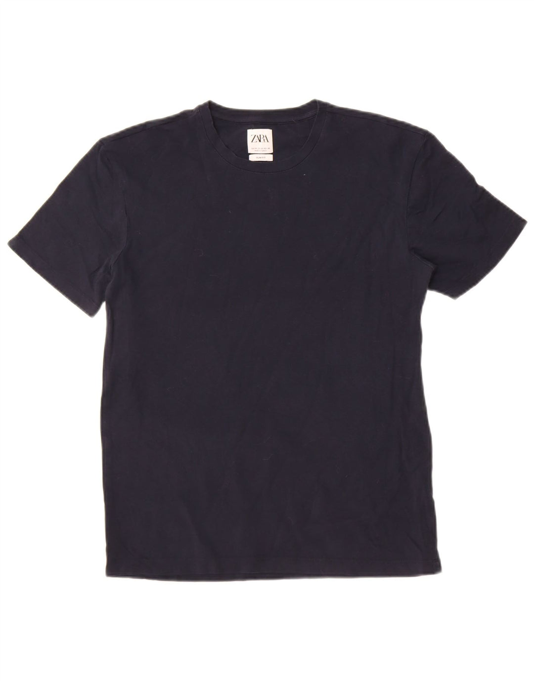 Zara Homme Slim Fit T-Shirt Top Bleu Marine Moyen Coton