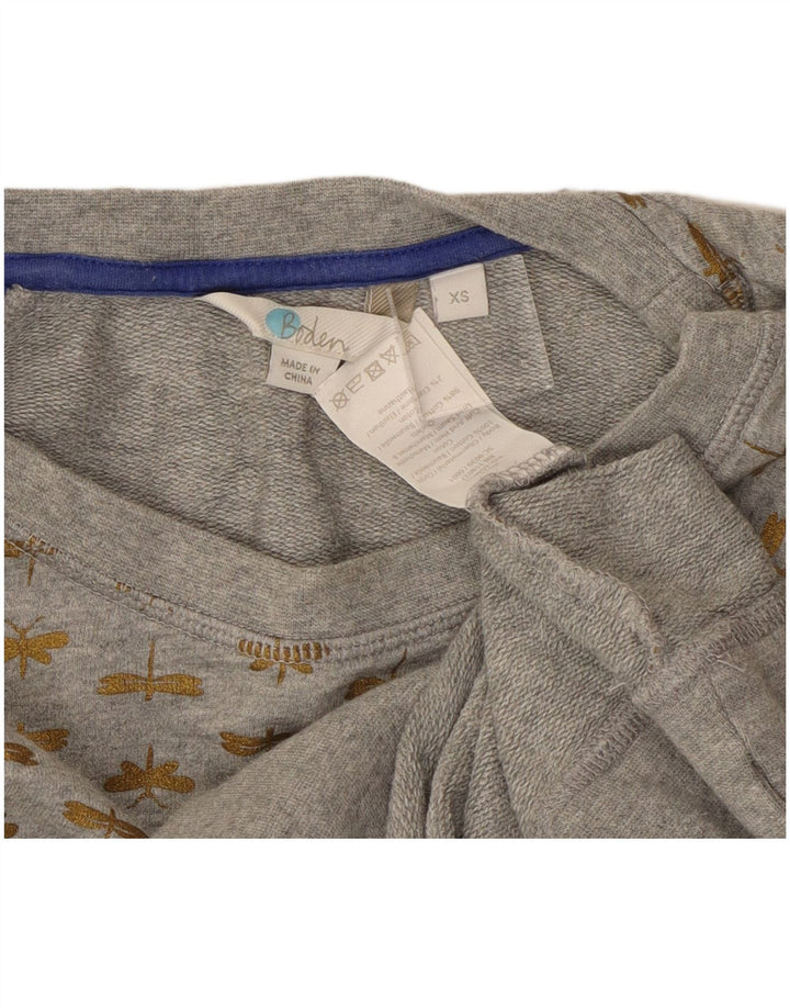 Boden Womens Crop Abstract Pattern Sweat-shirt surdimensionné UK 6 XS Gris