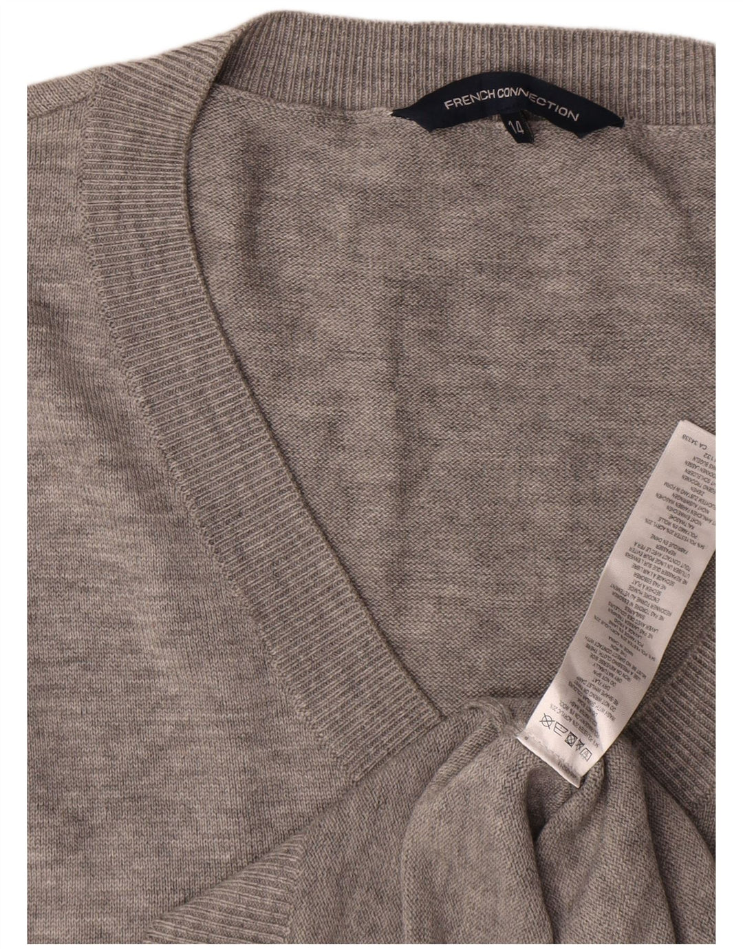 French Connection Robe Pull Femme UK 44 Large Gris Moucheté Polyester