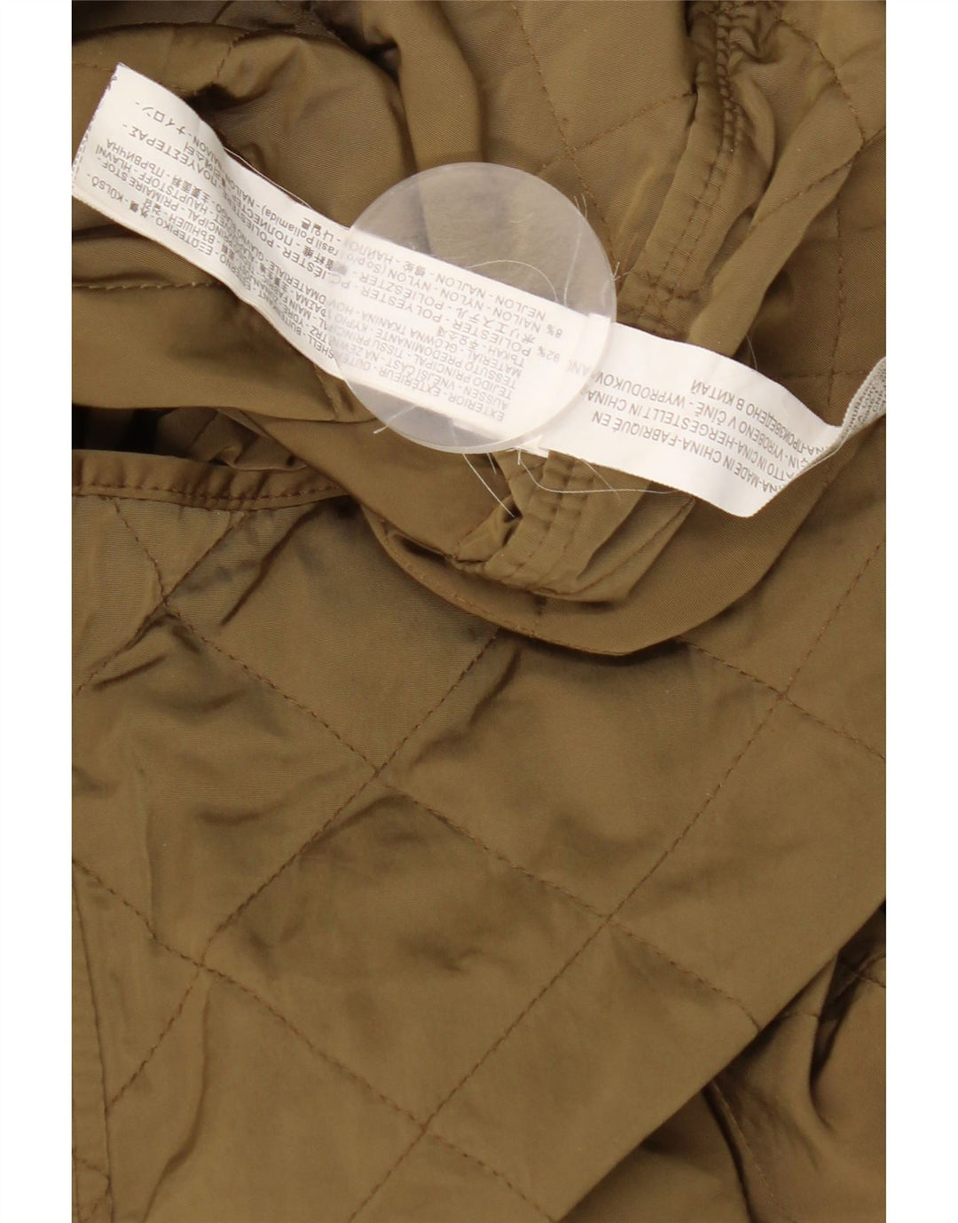 ZARA Veste matelassée à capuche pour femme UK 14 Medium Kaki Polyester
