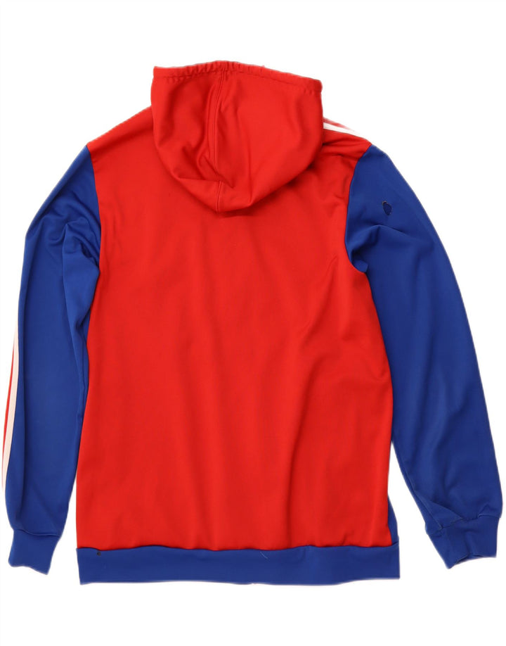 ADIDAS Pull à capuche zippé graphique pour hommes, grand bleu, polyester color block