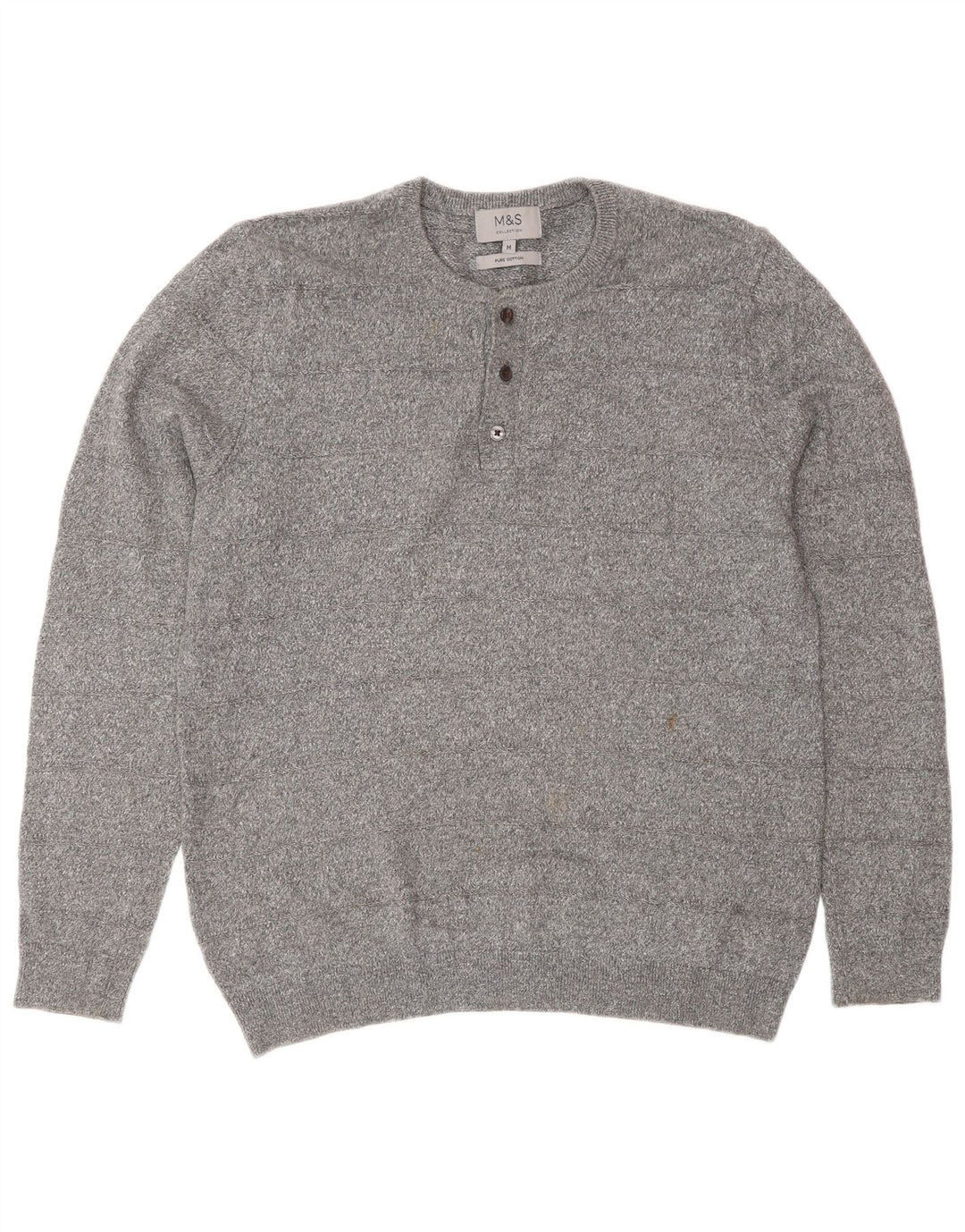 Marks & Spencer Pull Col Ras du Cou Homme Gris Moyen Coton