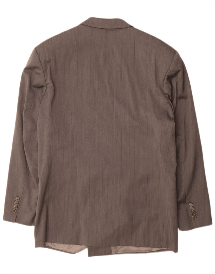 Hugo Boss Veste blazer croisée à double boutonnage IT 50 en laine à rayures grises