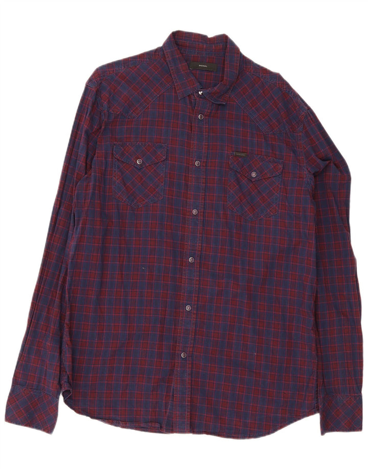 Diesel Chemise Homme XL Bleu Marine Carreaux Coton
