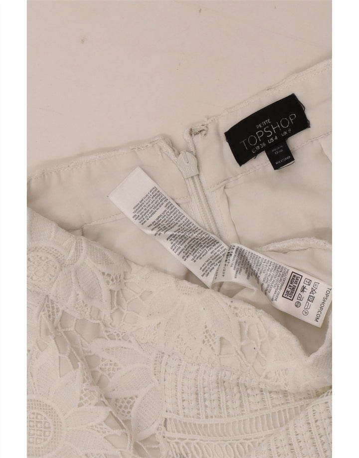 Topshop Mini jupe femme UK 8 Small W28 Blanc Floral Polyester