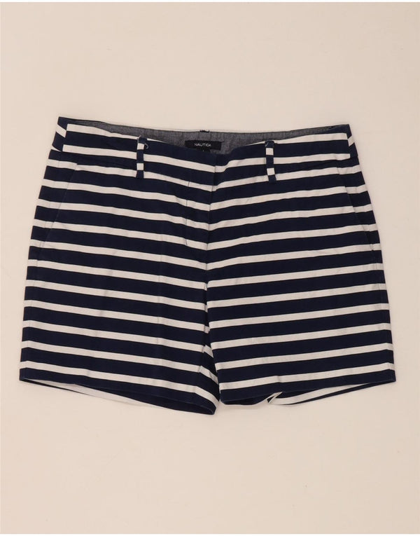 Nautica Short Chino Femme US 4 Small W30 Bleu Marine Rayé Coton