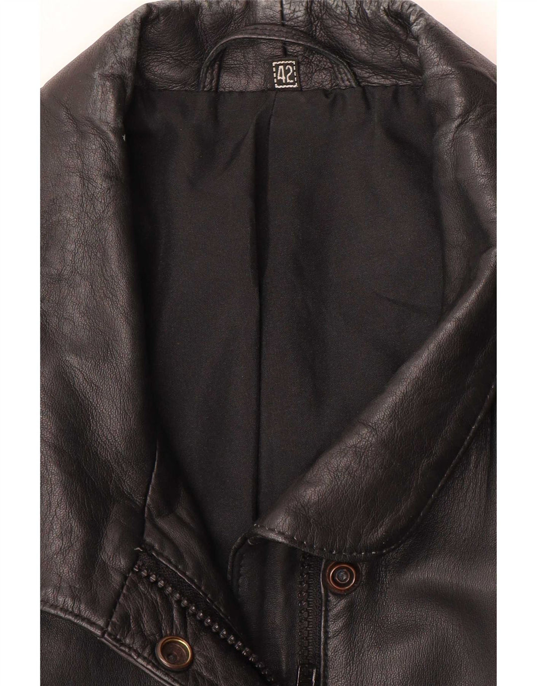 veste en cuir surdimensionnée femme vintage IT 42 Moyen Noir Géométrique