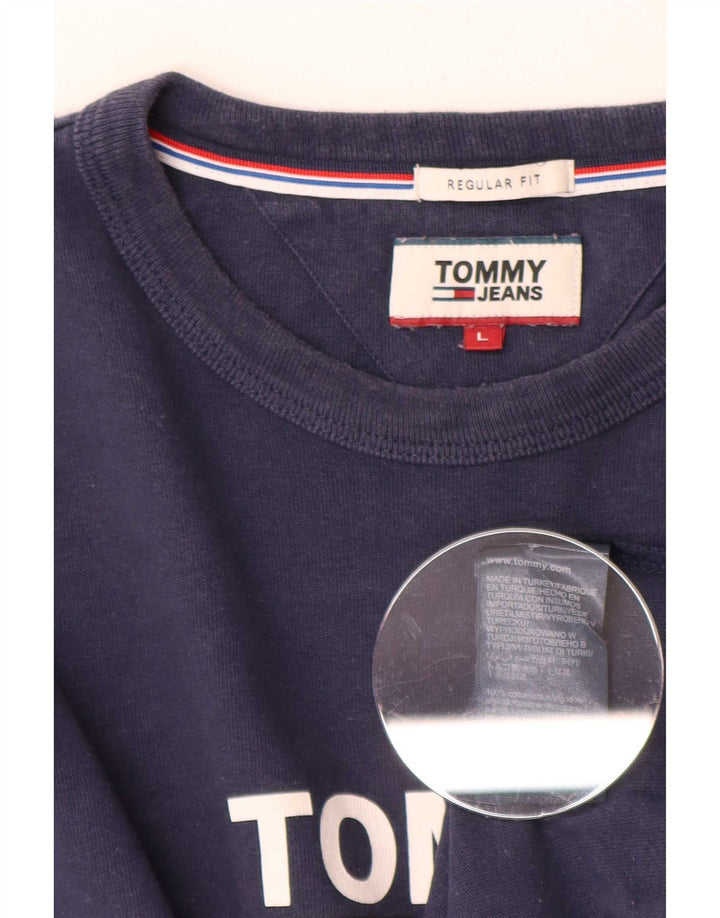 Tommy Hilfiger Haut graphique à manches longues pour homme Coupe régulière Bleu marine Taille L