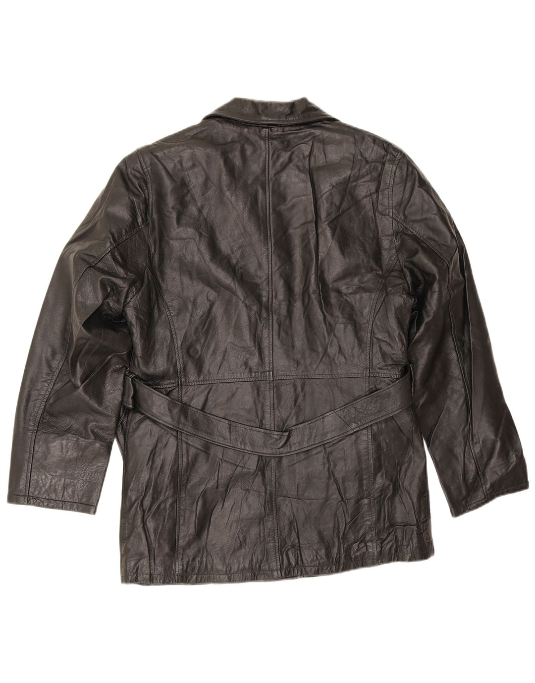 Veste en cuir femme vintage UK 14 Cuir noir moyen