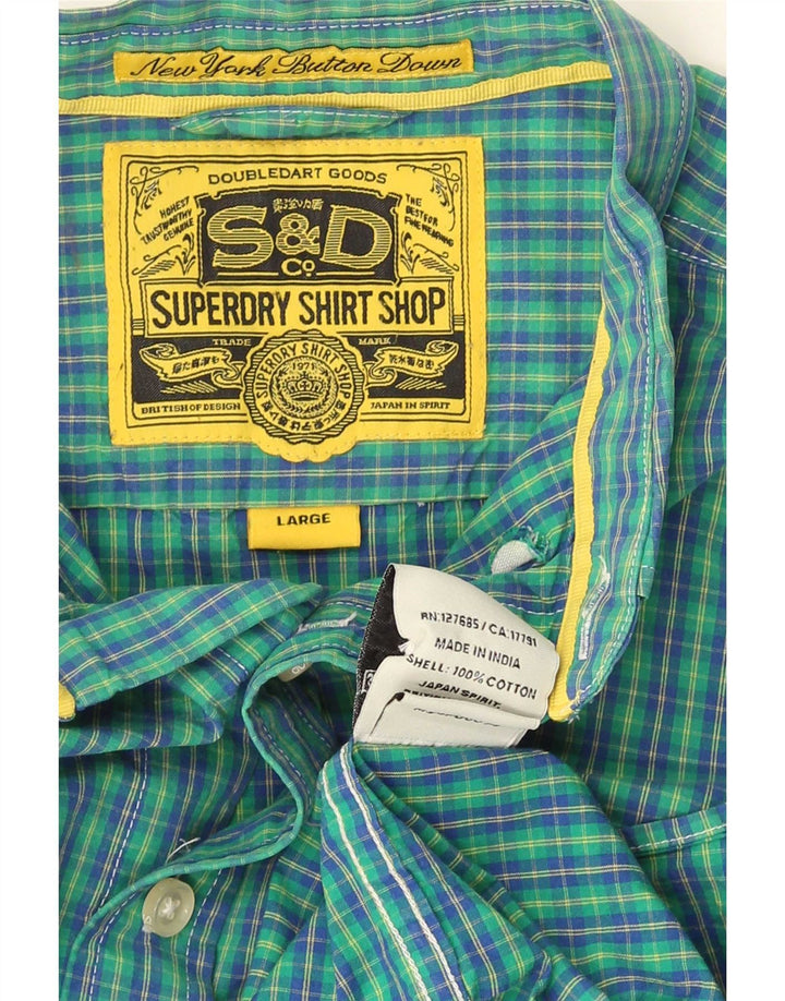 Superdry Chemise Homme Grand Carreau Bleu Coton