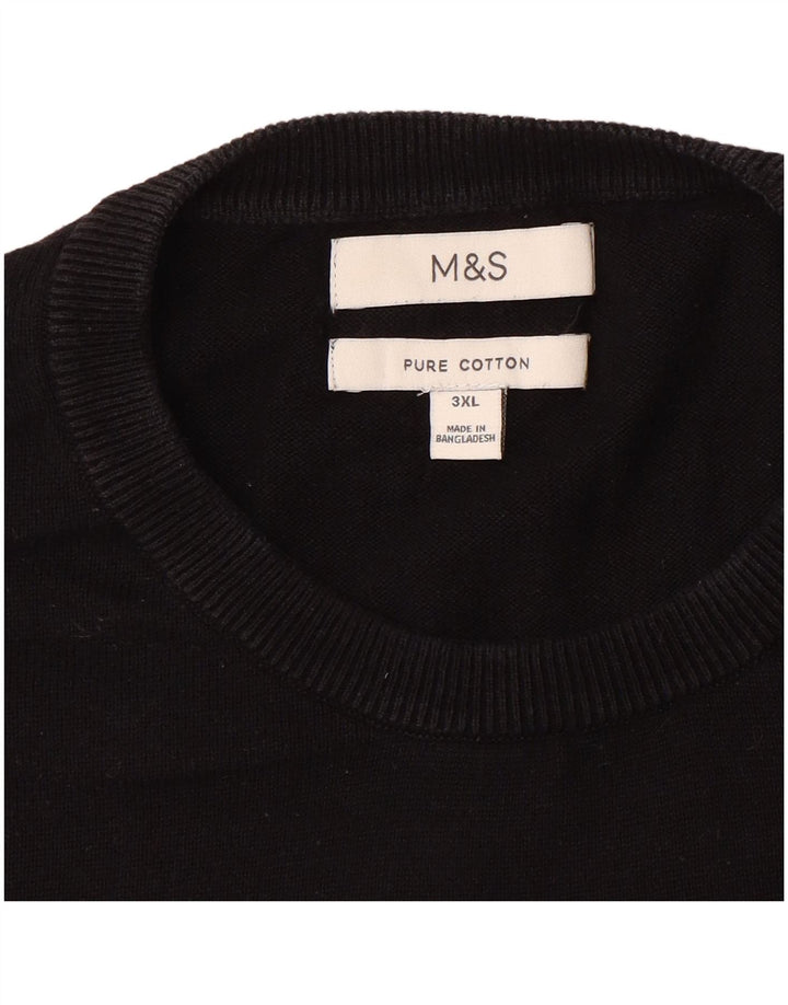 Marks & Spencer Pull col rond pour homme en coton noir 3XL