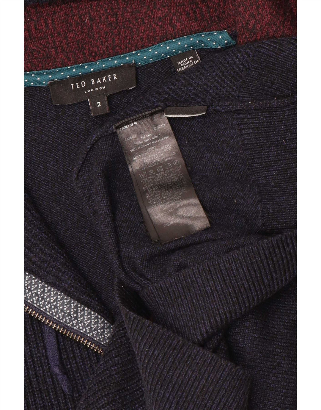 Ted Baker Cardigan à capuche et fermeture éclair pour homme Taille 2 Petit Bleu marine