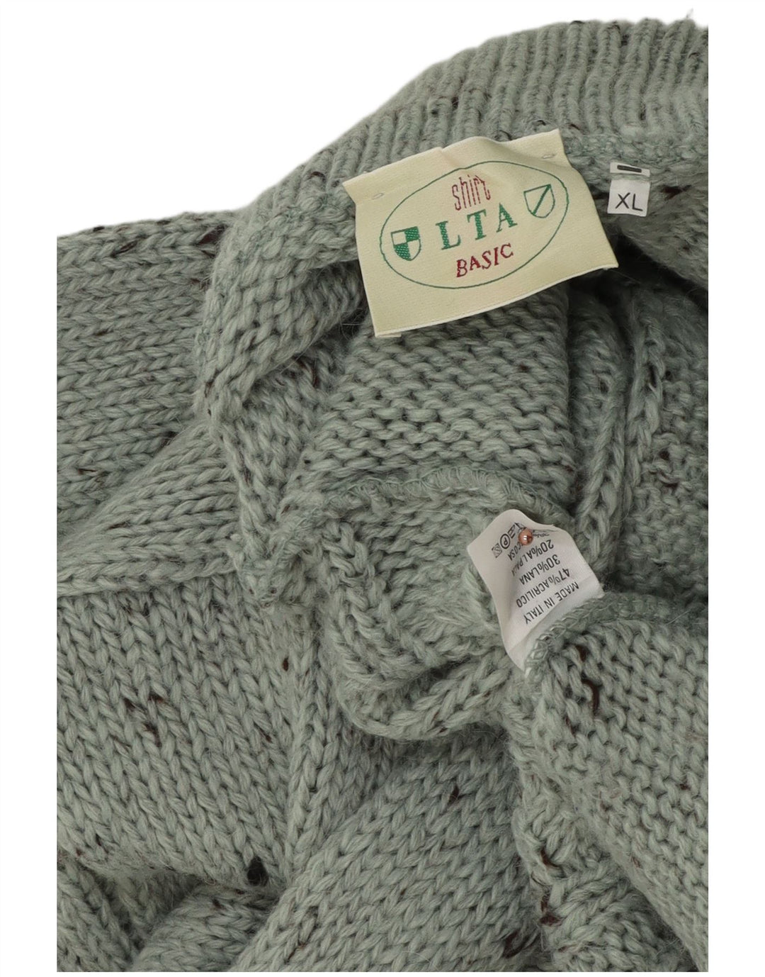 vintage Mens Roll Neck Jumper Pull XL Vert Moucheté Acrylique