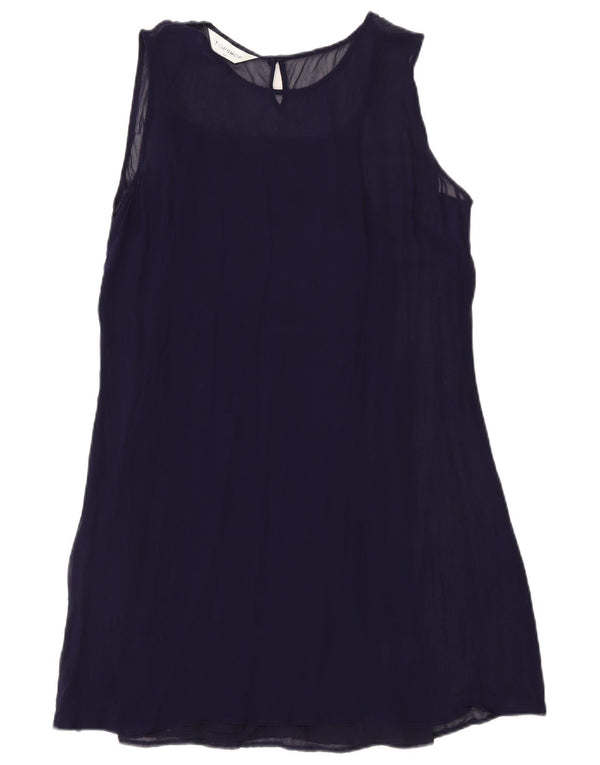 Topshop Robe droite sans manches pour femme UK 42 Bleu marine moyen Viscose