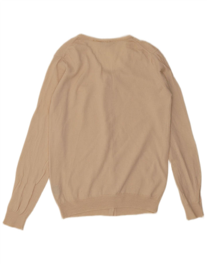 Lacoste Womens Cardigan Sweater Taille 42 Grande laine vierge beige