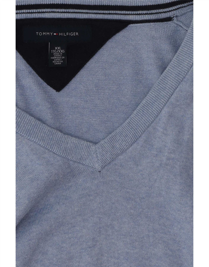 Tommy Hilfiger Pull col V pour homme 2XL Bleu