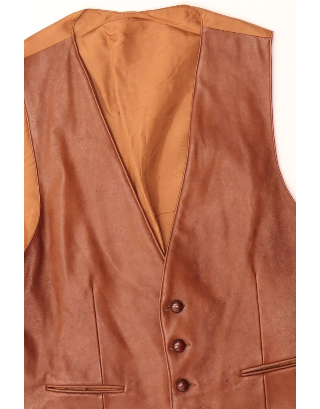 VINTAGE Gilet en cuir homme grand cuir marron