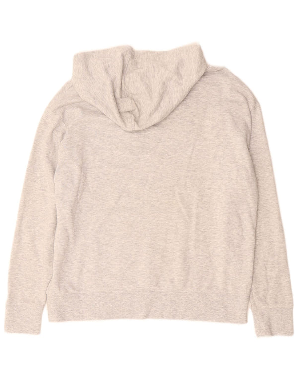 CHAMPION Womens Graphic Hoodie Jumper UK 14 Medium Grey Flecked Cotton