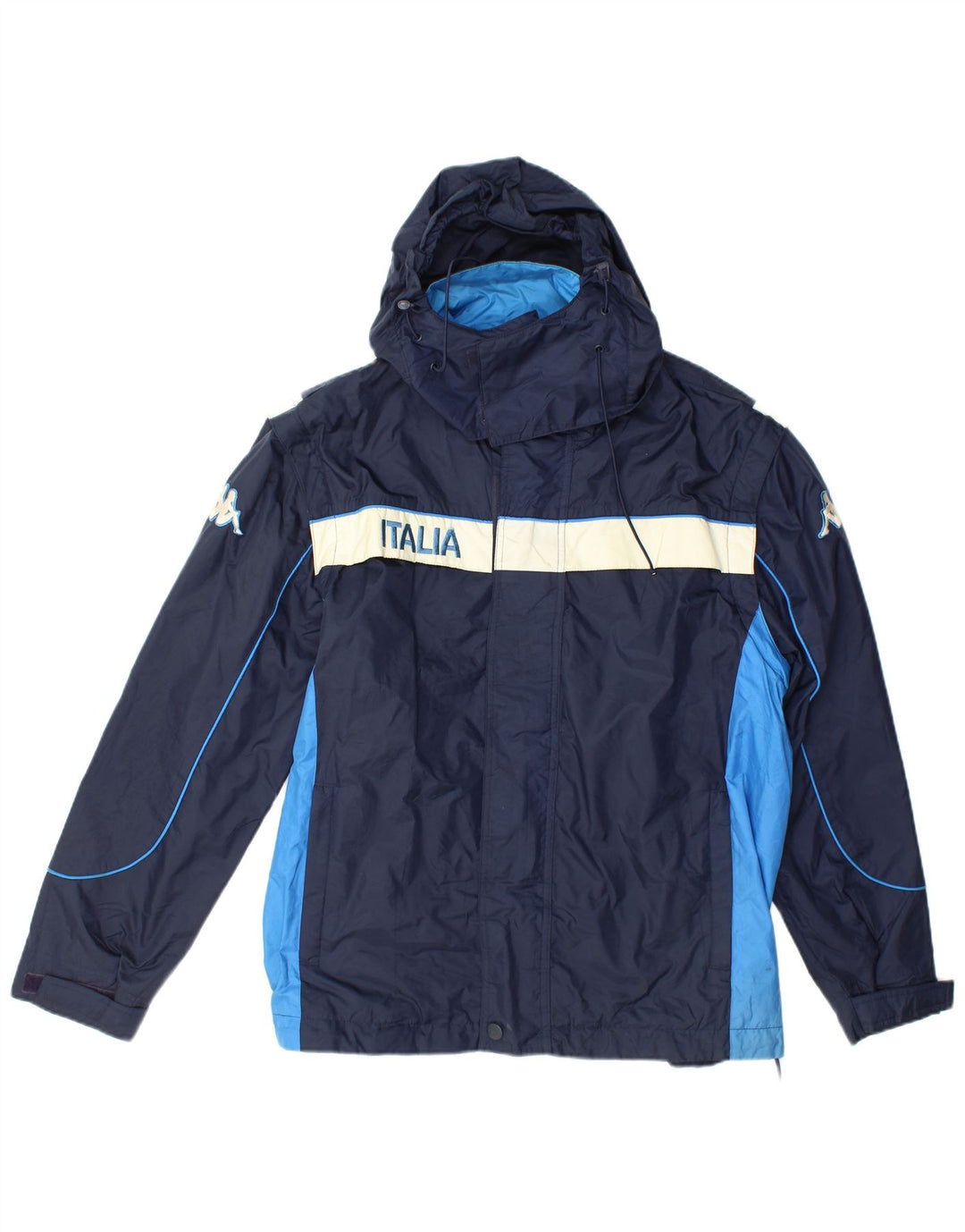 Kappa Veste coupe-vent graphique pour homme UK 40 Large Bleu marine Colourblock