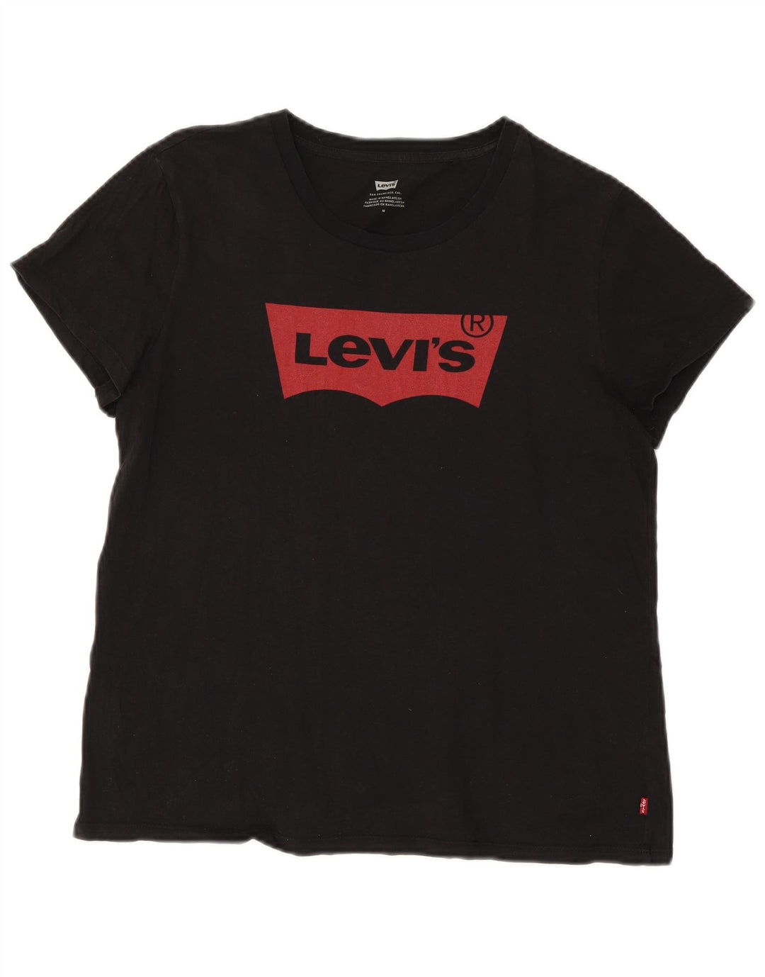 Levi's T-Shirt Oversize Graphique Femme UK 14 Noir Moyen Coton