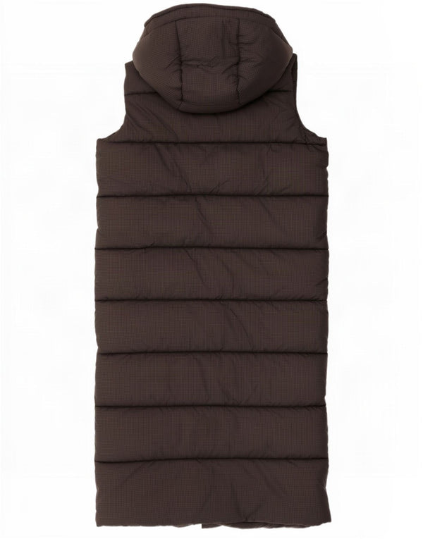 Superdry Gilet long à capuche rembourré pour homme UK 14 Medium Black Check Nylon