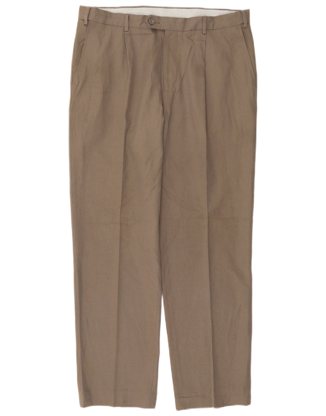 Marks & Spencer Pantalon de Costume Droit Homme W36 L31 Beige Polyester