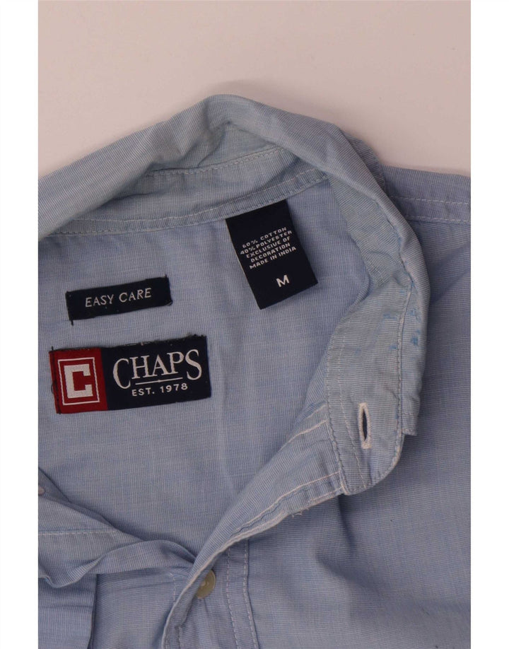 Chaps Mens Short Sleeve Shirt Medium Blue Pinstripe Cotton
