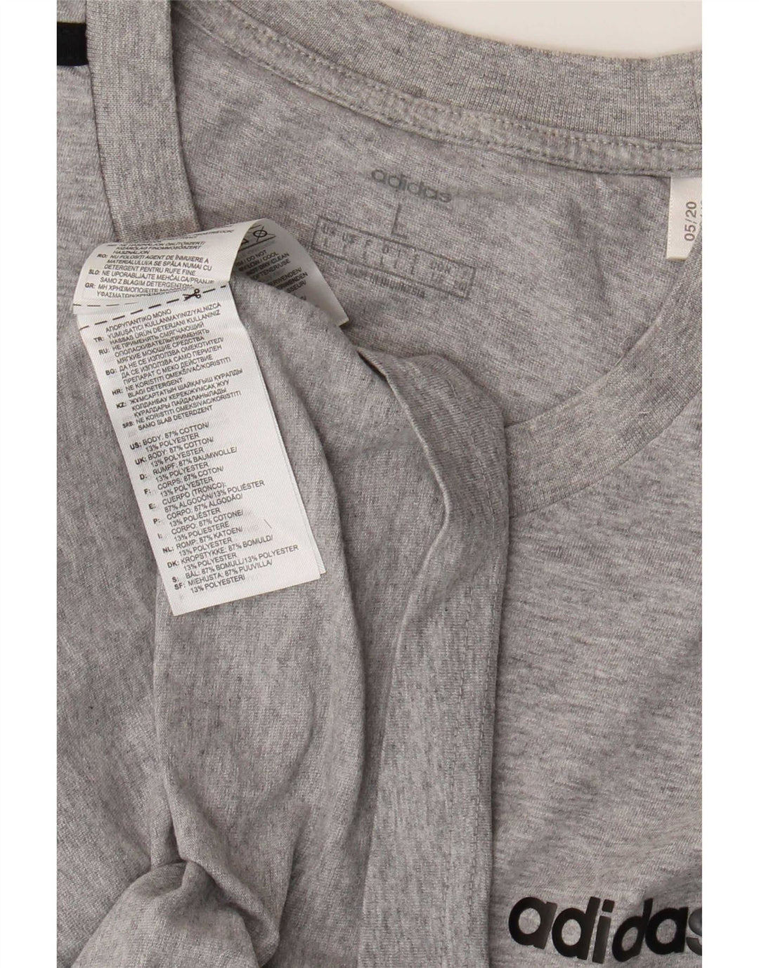 Adidas T-Shirt Homme Haut Large Gris Moucheté Coton