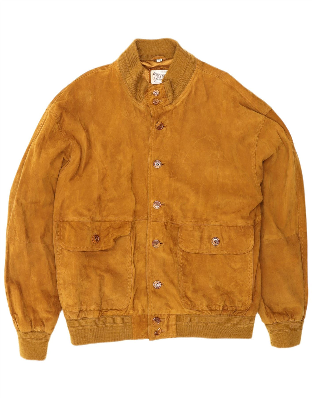 VINTAGE Veste Bomber En Daim Homme IT 50 Grand Cuir Marron