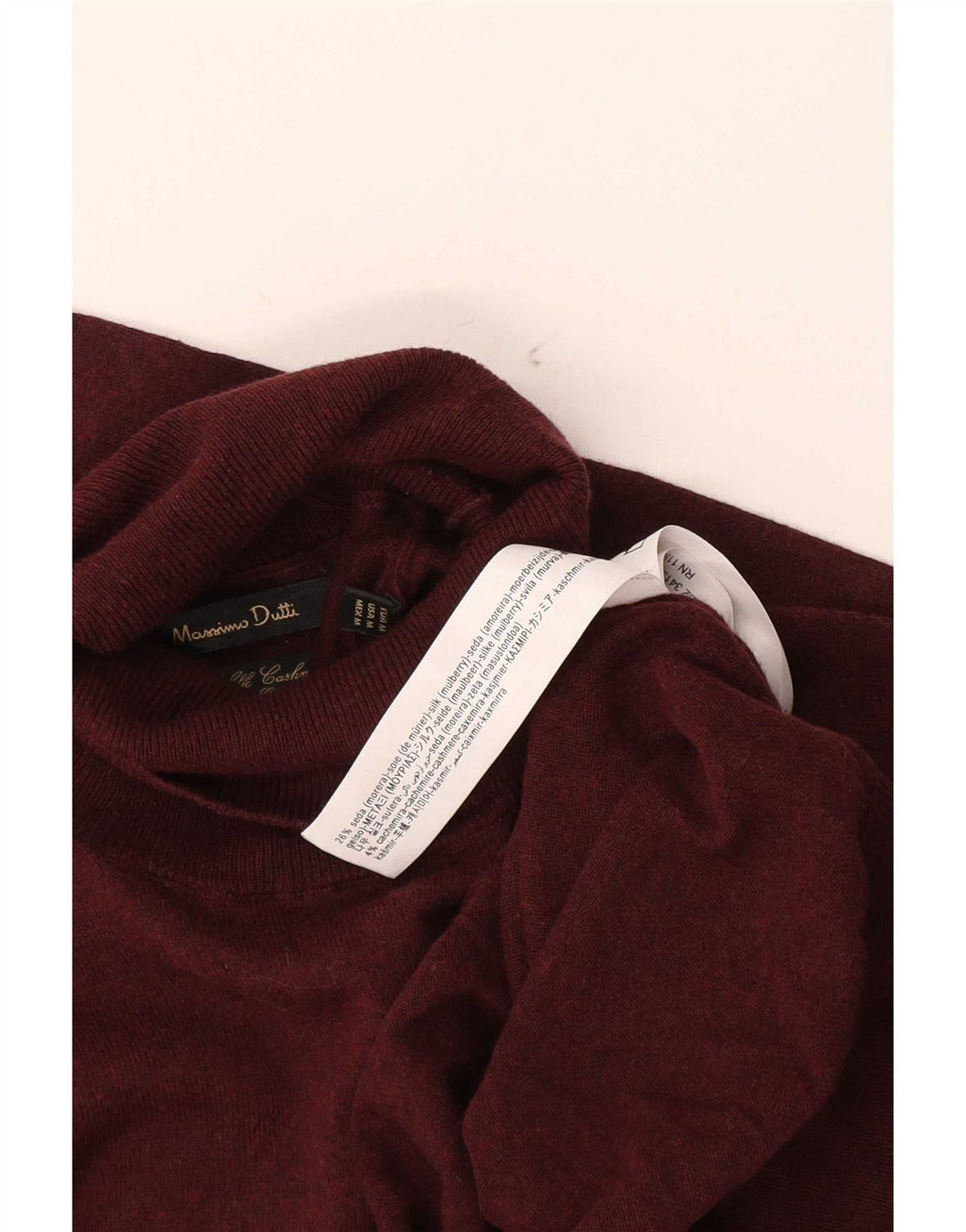 Massimo Dutti Pull col roulé pour homme en soie bordeaux moyen