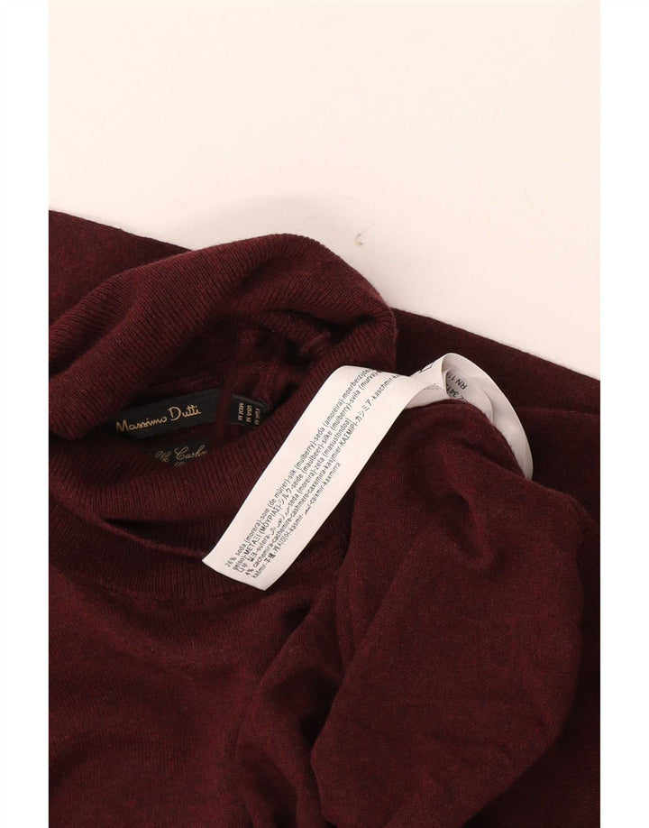 Massimo Dutti Pull col roulé pour homme en soie bordeaux moyen