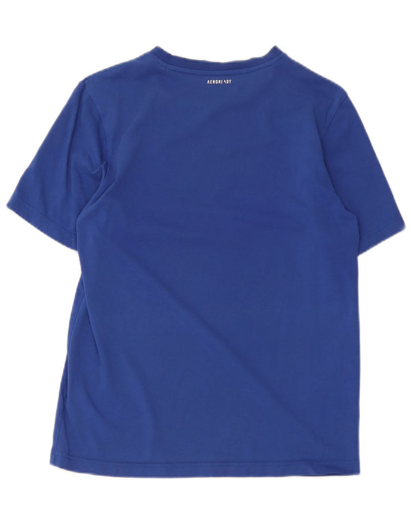 Adidas Mens Tennis Graphic T-Shirt Top Petit Bleu Coton