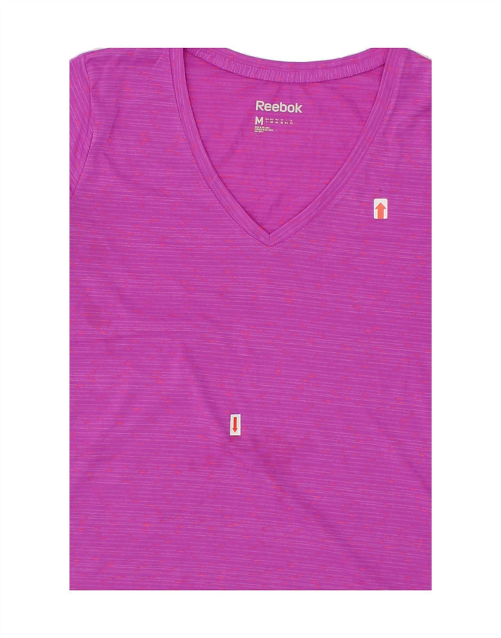 REEBOK Womens T-Shirt Top UK 12 Medium Pink Polyester Vintage Reebok and Second-Hand Reebok from Messina Hembry 