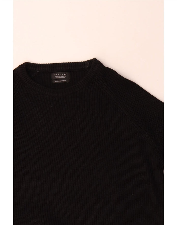 Zara Pull Col Bateau Homme Noir Moyen Coton