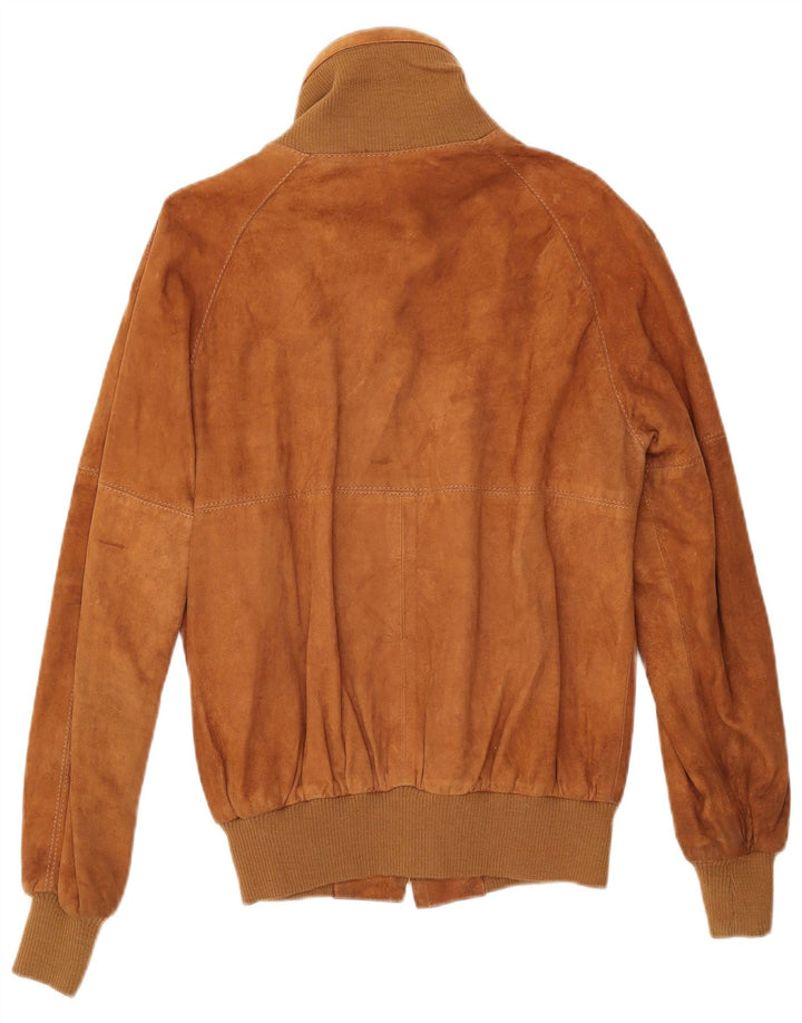 VINTAGE Veste Bomber En Daim Homme IT 50 Grand Cuir Beige