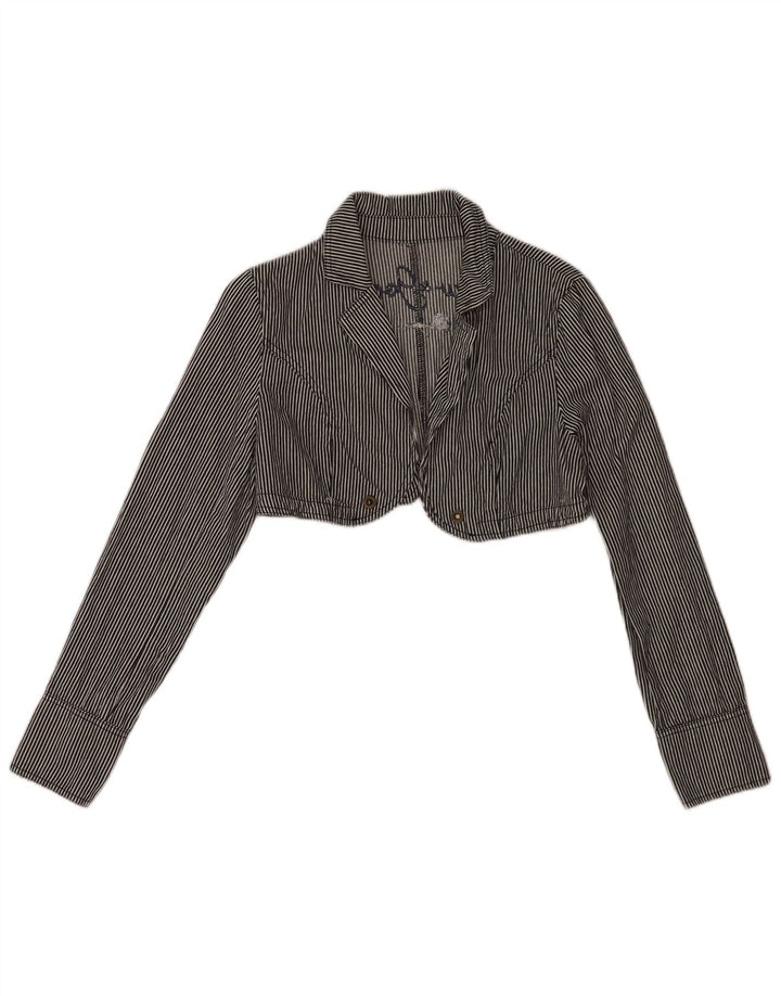 Desigual Veste Boléro Ouverte Femme UK 12 Medium Bleu Marine Rayé