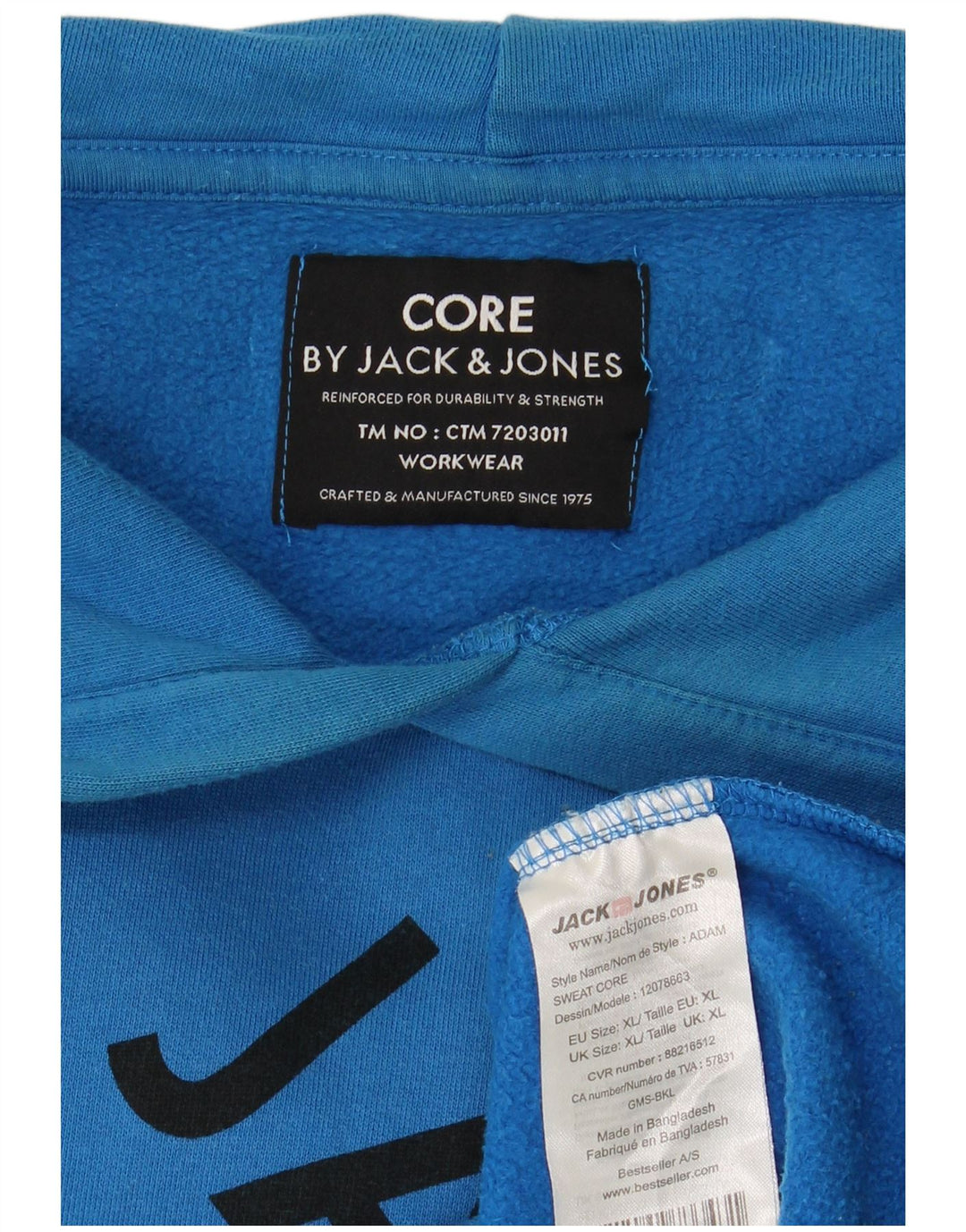 JACK & JONES Pull à Capuche Graphique Homme XL Bleu Coton