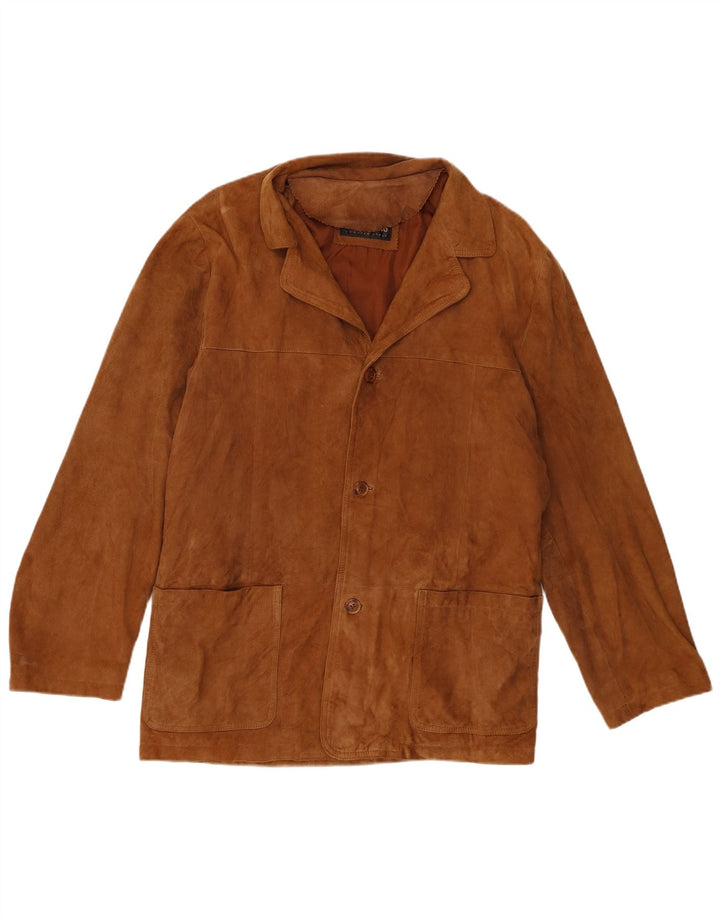 veste en daim homme vintage UK 38 cuir brun moyen