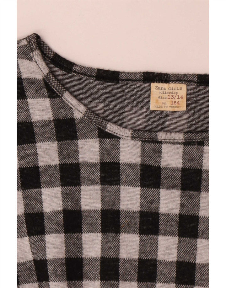 Zara Robe basique à manches longues pour fille 13-14 ans Vichy noir