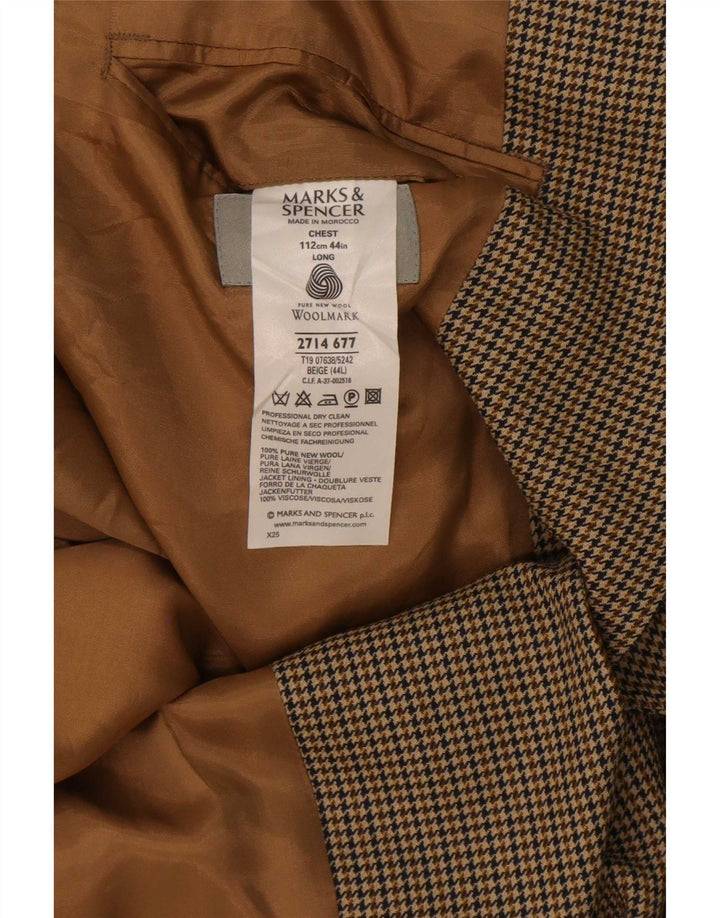 Marks & Spencer Veste blazer longue à 2 boutons pour homme UK 44 XL Beige pied-de-poule