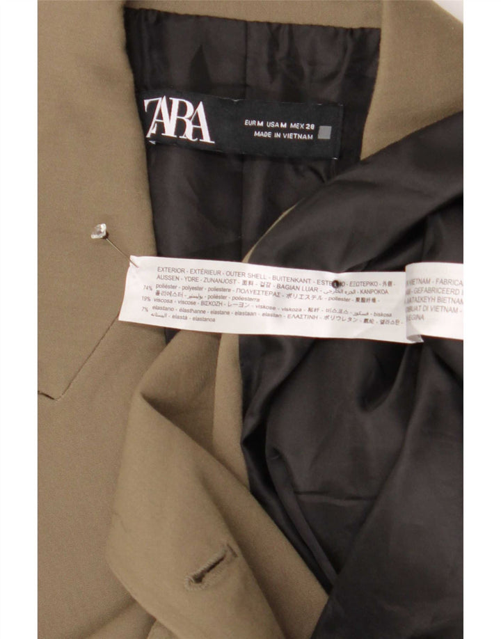 Zara Veste Blazer Double Boutonnage Femme UK 14 Kaki Moyen Polyester