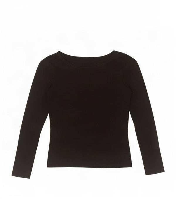 Zara Womens Crop Top Manches Longues UK 12 Rayonne Noir Moyen