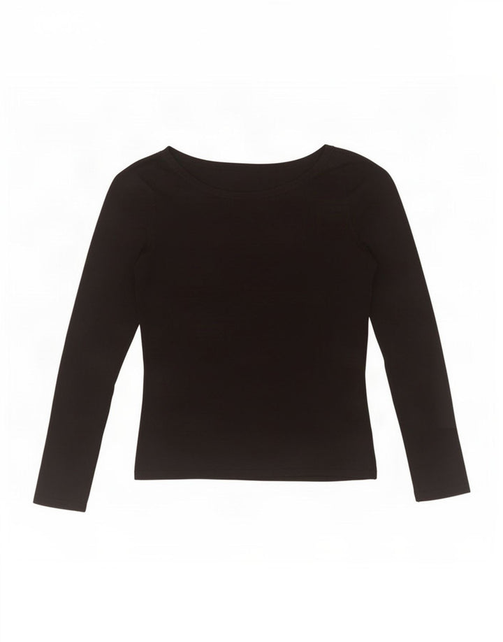 Zara Womens Crop Top Manches Longues UK 12 Rayonne Noir Moyen
