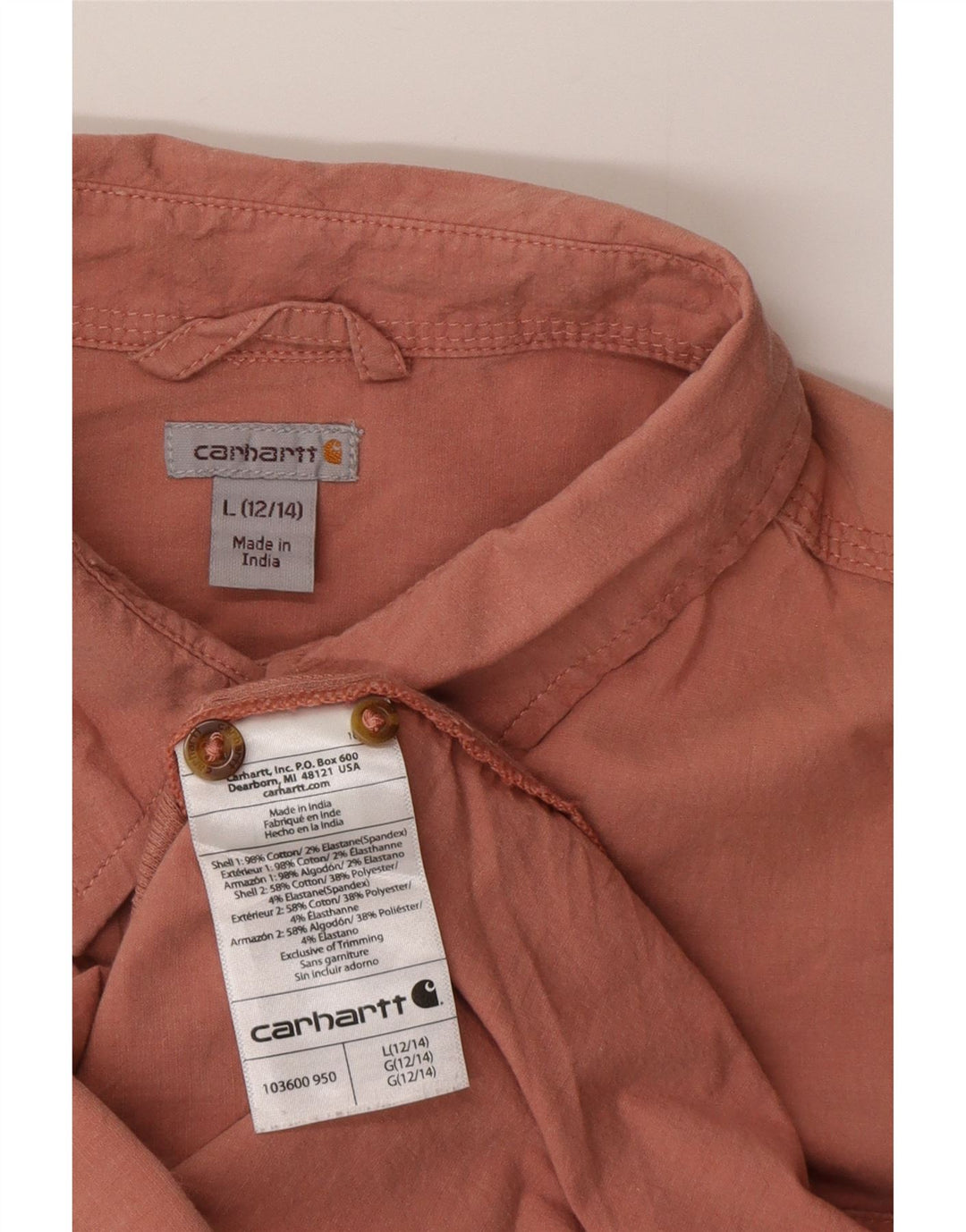 Carhartt Chemise Femme US 12/14 Large Rose Coton