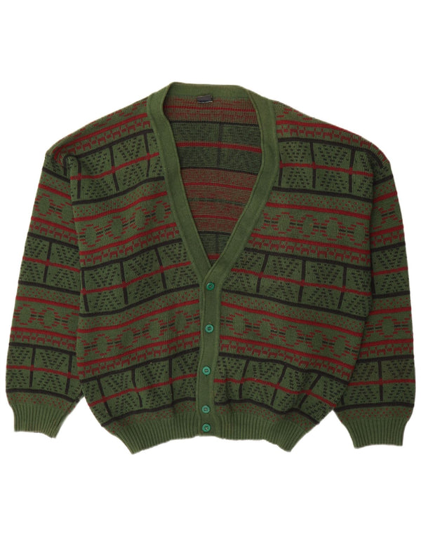 Mr. Forrest Cardigan Homme Pull XL Vert Géométrique