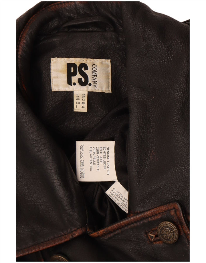 P.S. Company Veste de motard à double boutonnage pour femme UK 12 Marron moyen